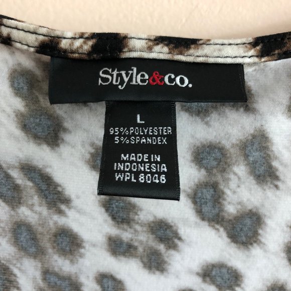Style & Co L Animal Print Stretch Tank – Square Neck w/ Front Ruching - Picture 8 of 10